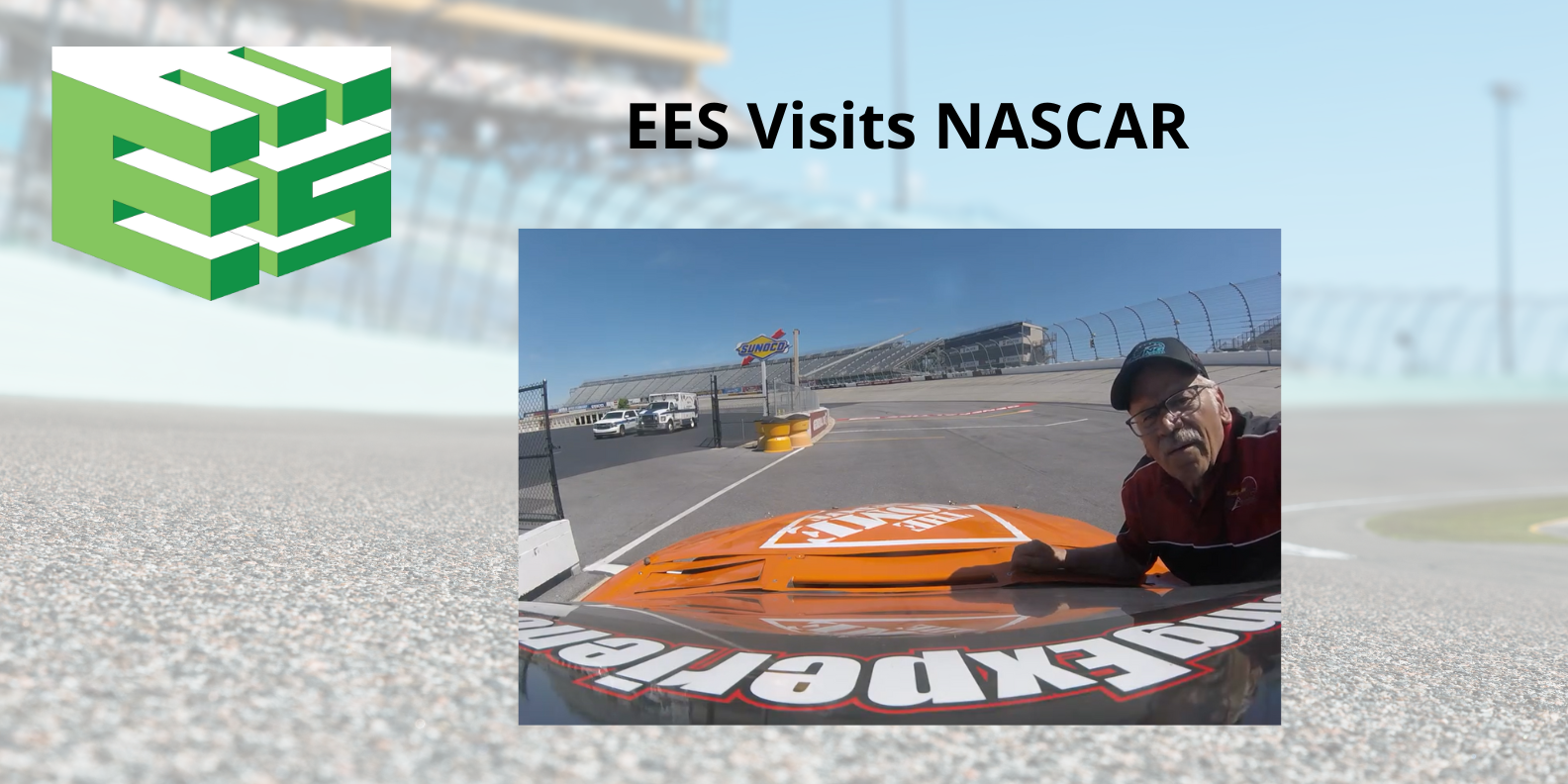 EES rides in a NASCAR car at Dover Motor Speedway in Delaware